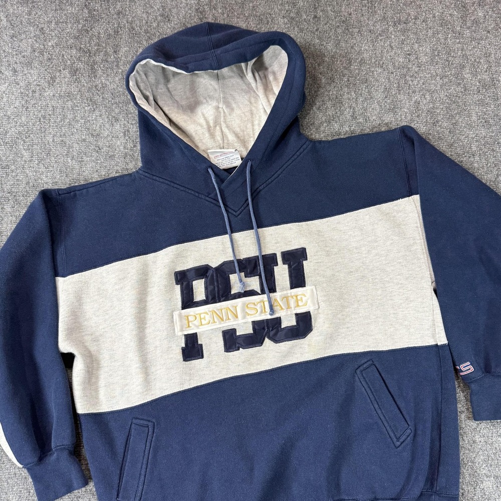 Vintage Penn State Nittany Lions Hoodie Mens Large Blue NCAA Football Crable 90s
